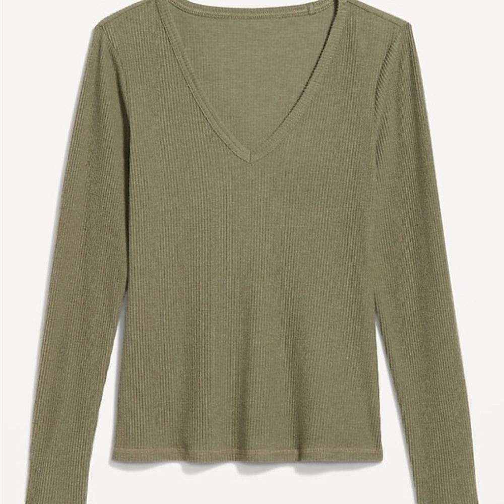 NWT Old Navy Olive Green Plush V-Neck Long Sleeve Top XXL
